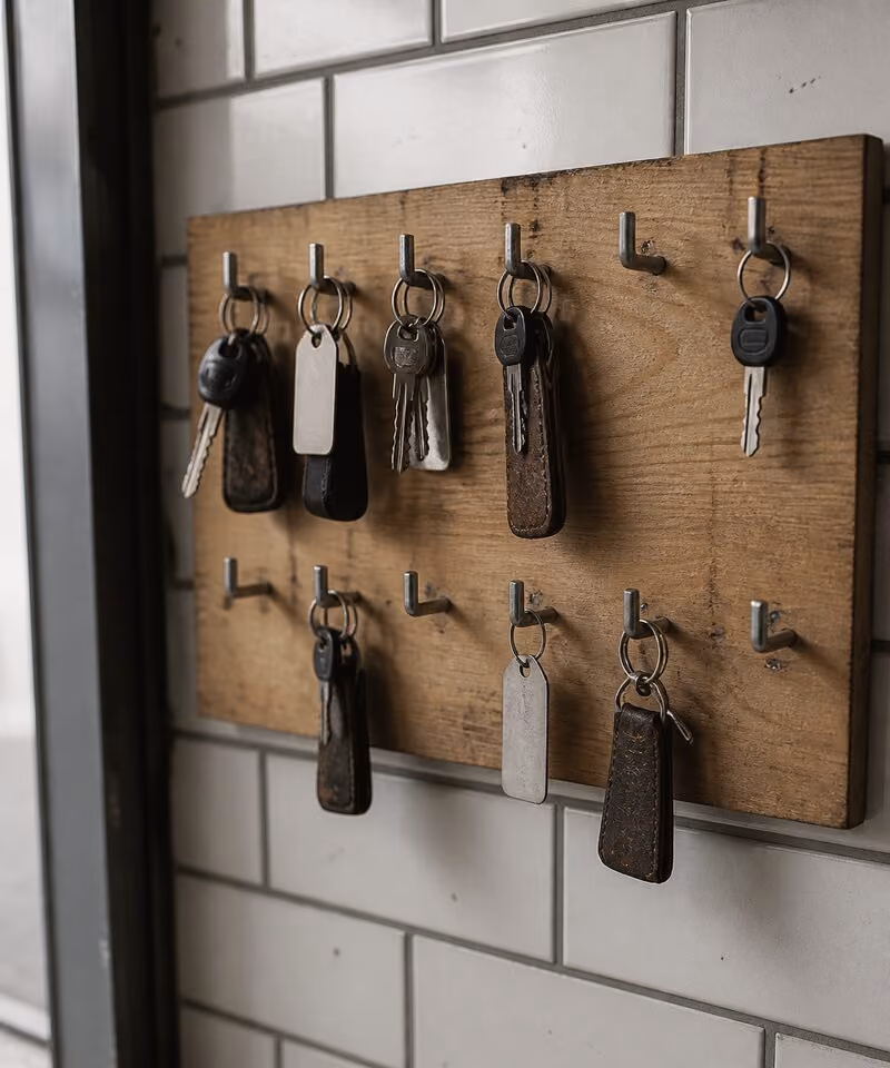 Schlüsselbrett mit Autoschlüsseln in der Werkstatt